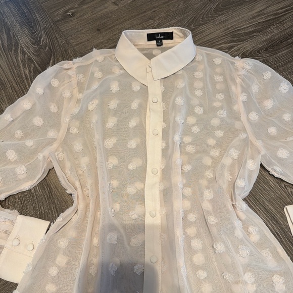 Lulu's Cream Textured Blouse - Picture 6 of 6